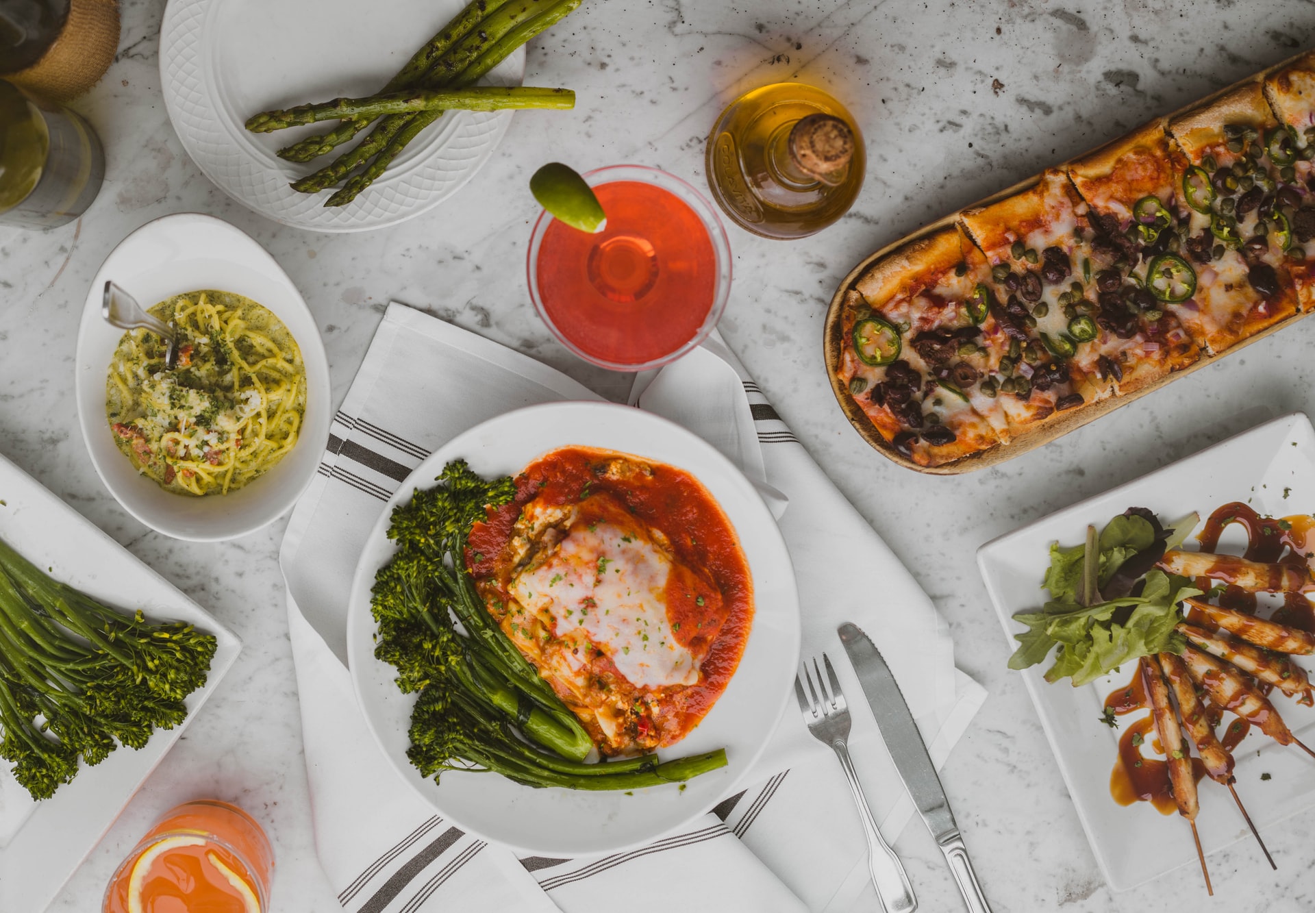 table with italian food